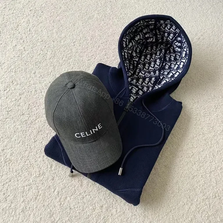 View 3 of Charcoal Denim Cap: Clean CELINE Embroidery, Premium Casual
