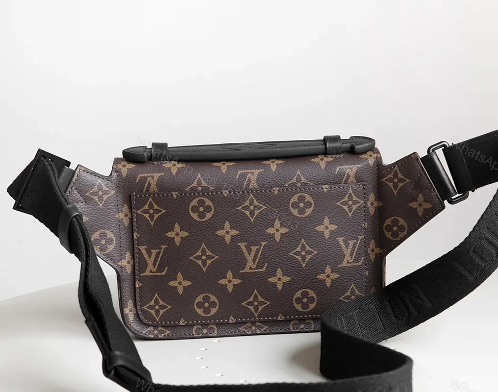 View 3 of Black Monogram Canvas Crossbody: Sleek, Secure Hands-Free Bag