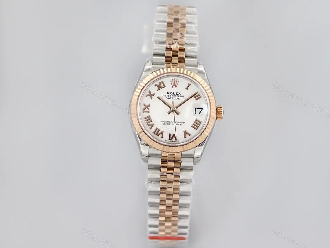 Rolex Datejust 31 Rolesor Everose Fluted Jubilee White Roman Dial 178271-0067 — view 1