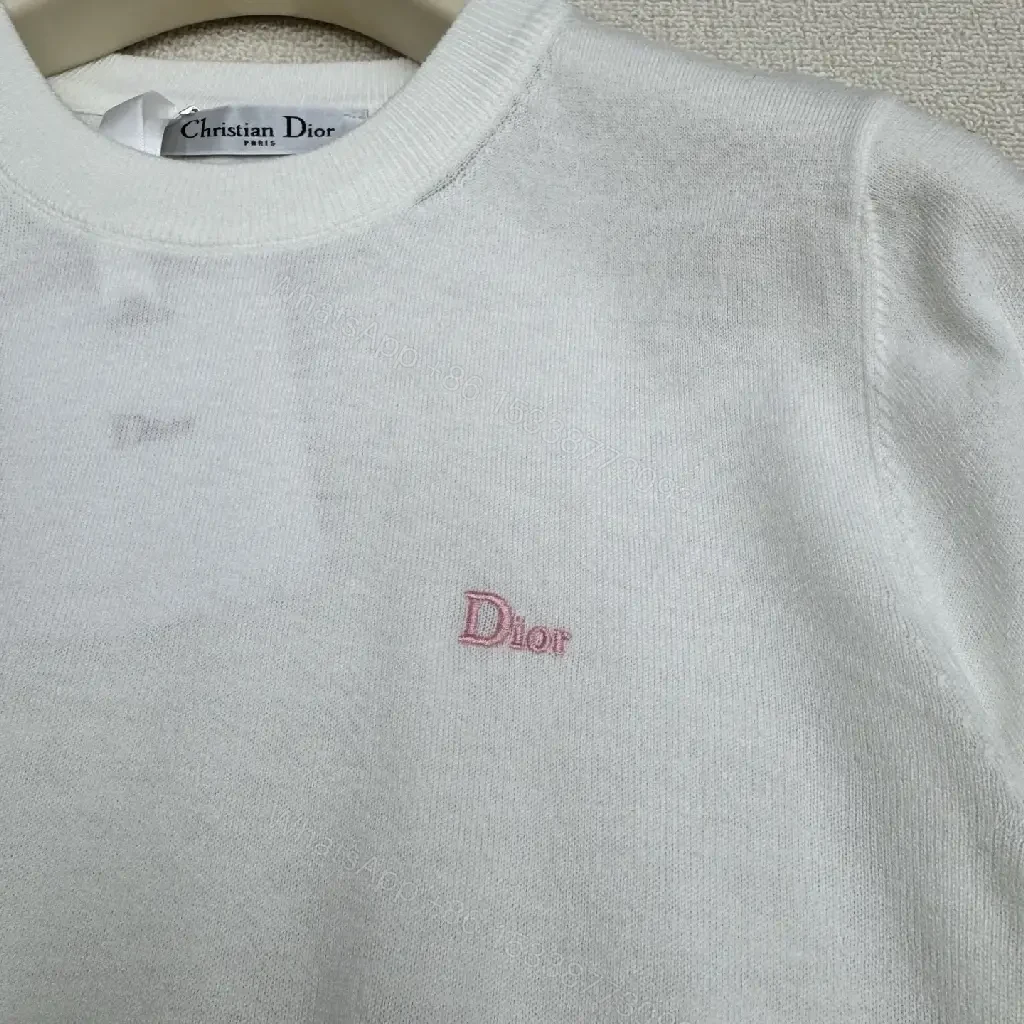 View 8 of White Cotton Knit T-Shirt Dior Logo Minimalist Style