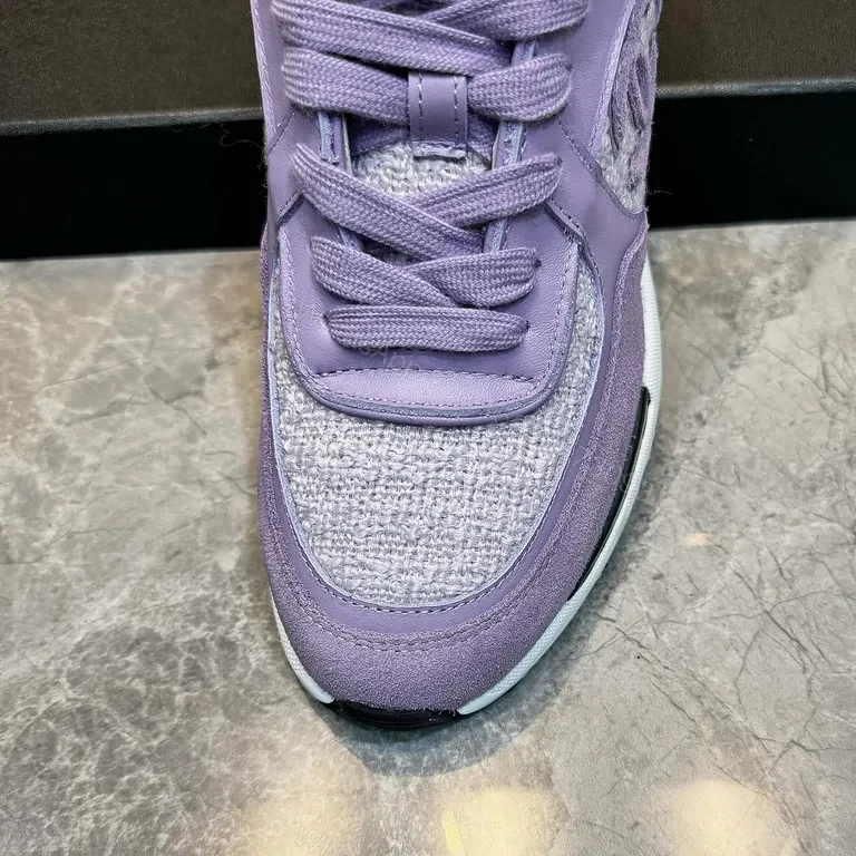 View 9 of Lavender Knit Sneakers - Luxurious Chanel-Inspired Comfort