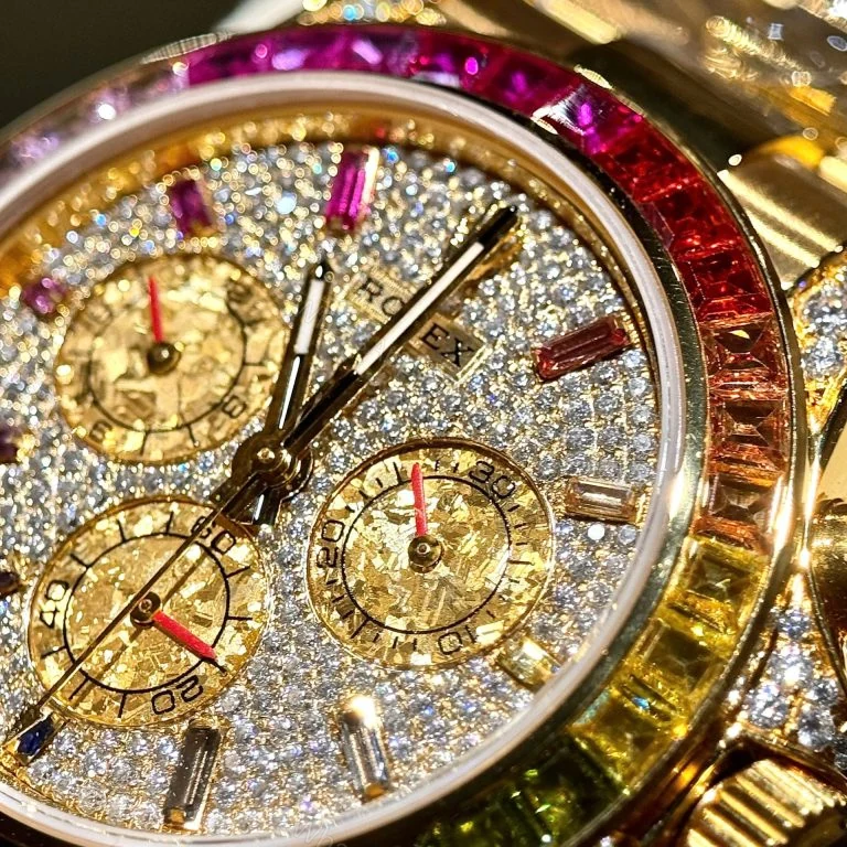 View 3 of Rolex Daytona 40mm Super Clone Moissanite & Synthetic Gemstone 18K Gold Wrapped Super Clone