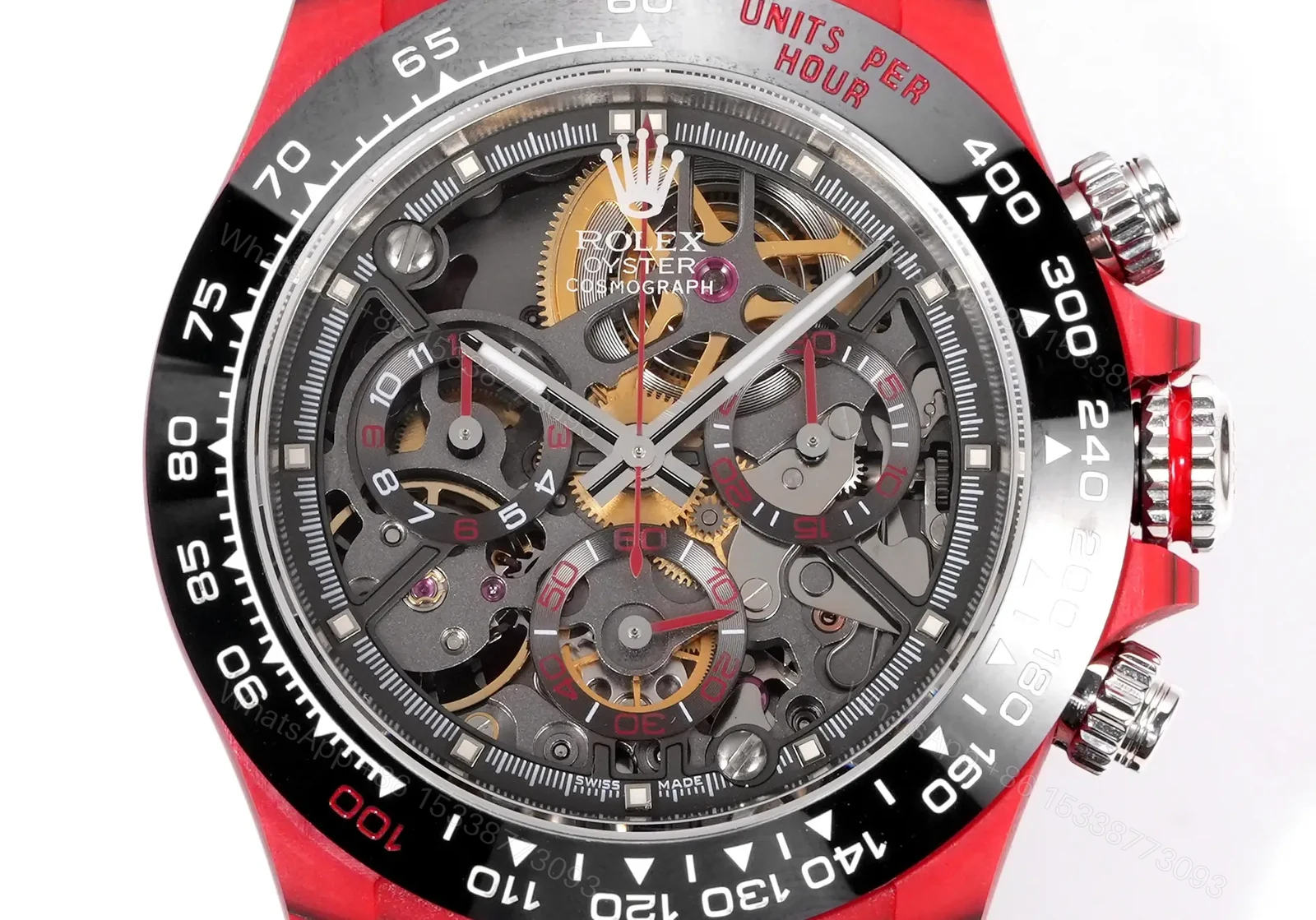 View 3 of Rolex Daytona Carmine Red Skeleton Replica ROLEX-DAYTONA-RED-SK