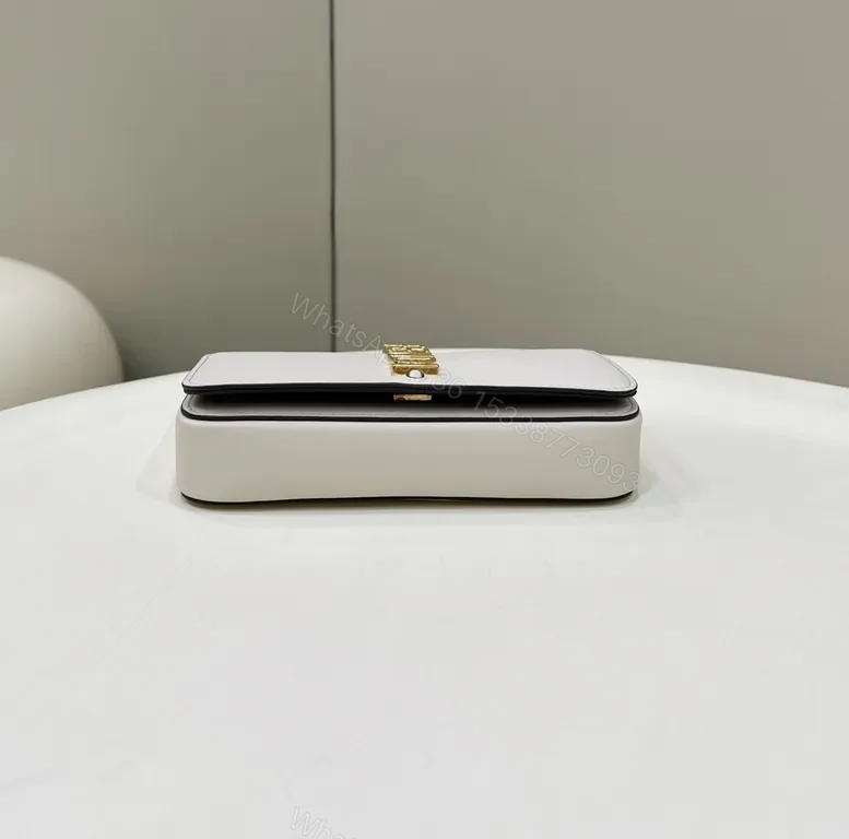 View 6 of Chic White Leather Set: Gold Chain, Designer-Inspired Bag