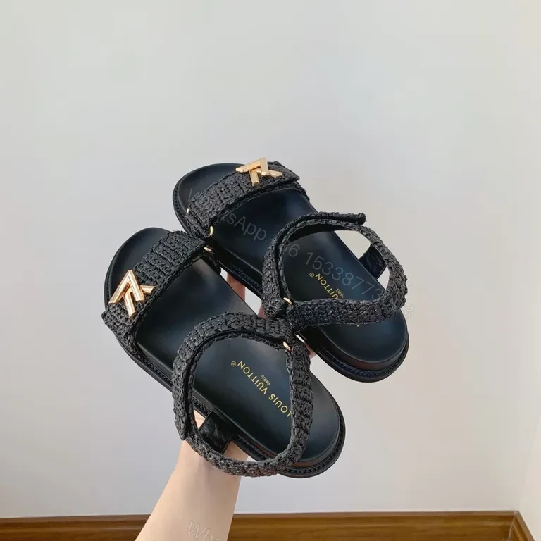 View 3 of Charcoal Woven Sandal - Gold LV-Accent, Cushioned Footbed