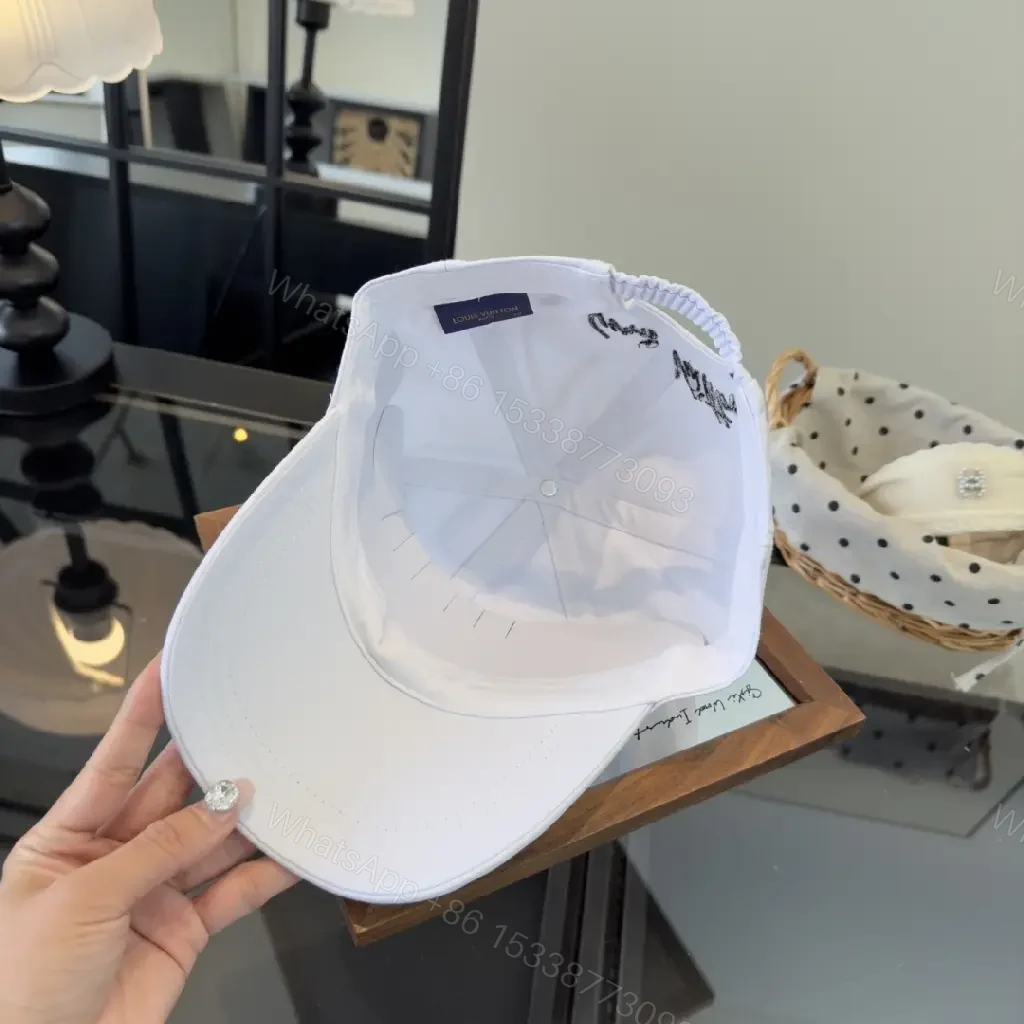 View 5 of White Cotton Cap • Minimal Monogram • Luxe Casual Baseball Cap