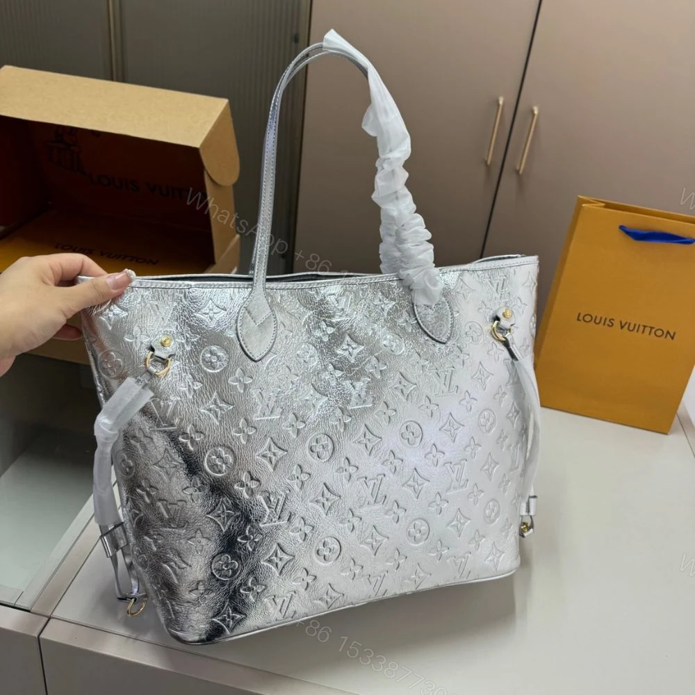 View 4 of Louis Vuitton Neverfull MM Silver 32Cm