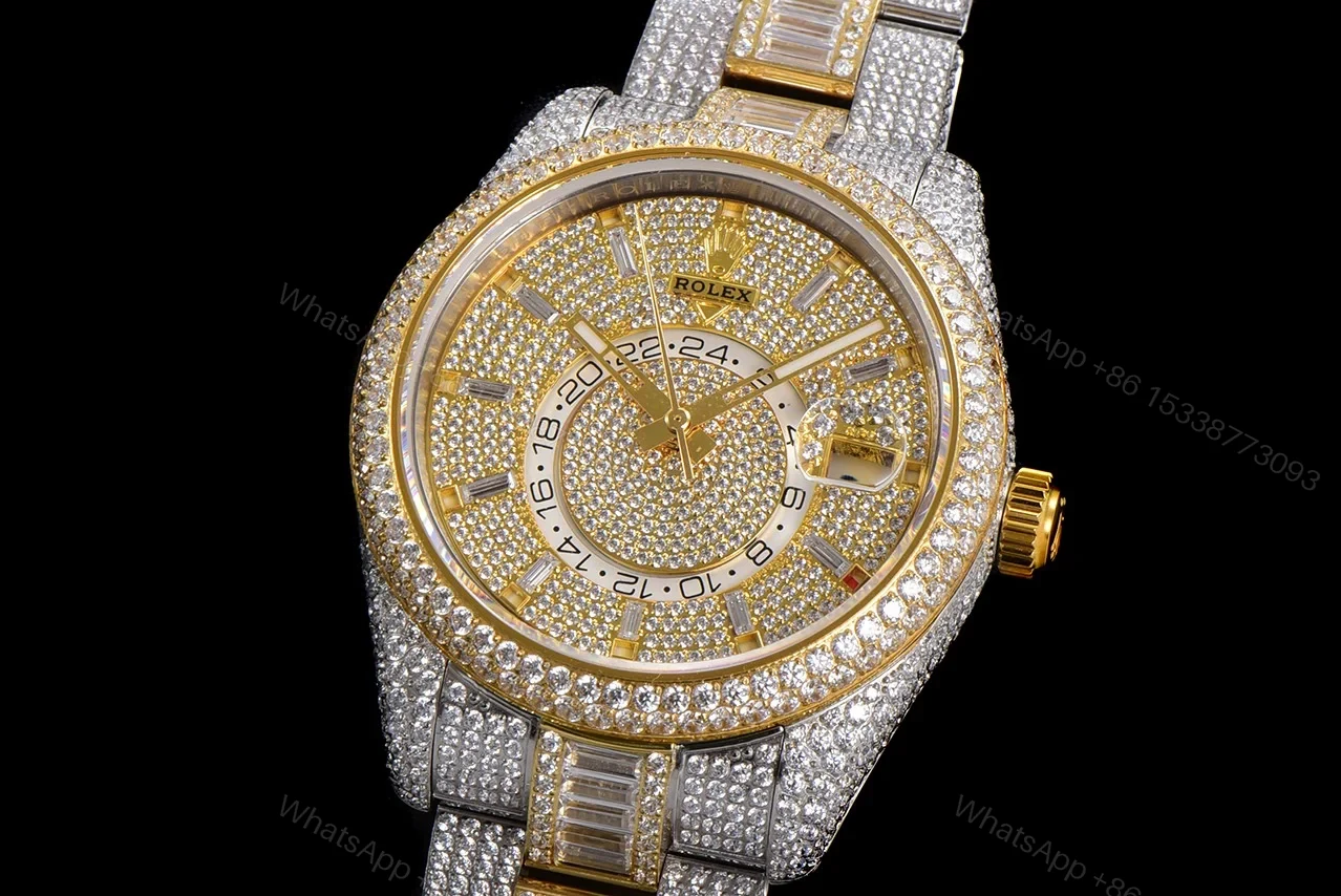 View 2 of Rolex Sky-Dweller Gold Diamond Replica 42MM Exclusive Two-Tone Bracelet RG-ROLEX-SKYDWELLER-GOLD-DIAMOND-42