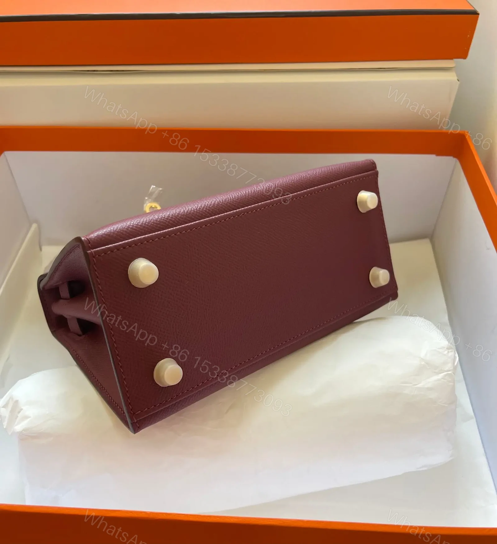 View 5 of HN MINI 20 BAG IN GARNET RED WITH GOLD HARDWARE