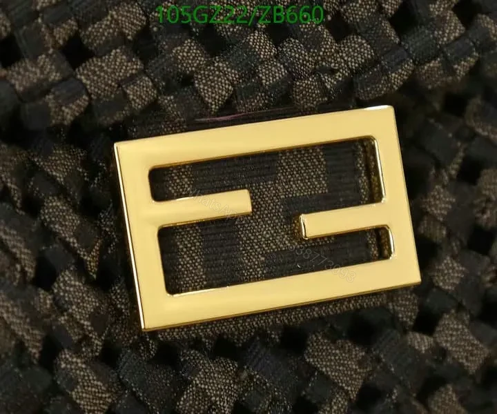 View 3 of Fendi Lookalike Baguette Bag in Coffee Fabric Interlace LZ69295