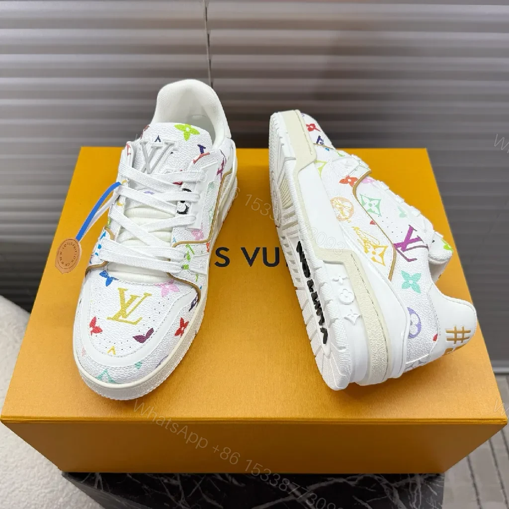 View 9 of Multicolor Monogram Luxe Sneakers with Gold Accent