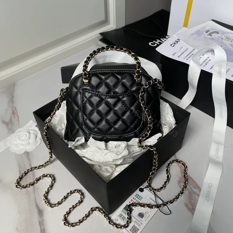 View 8 of Mini Quilted Black Flap Bag with Gold Chain â€” Everyday Luxe
