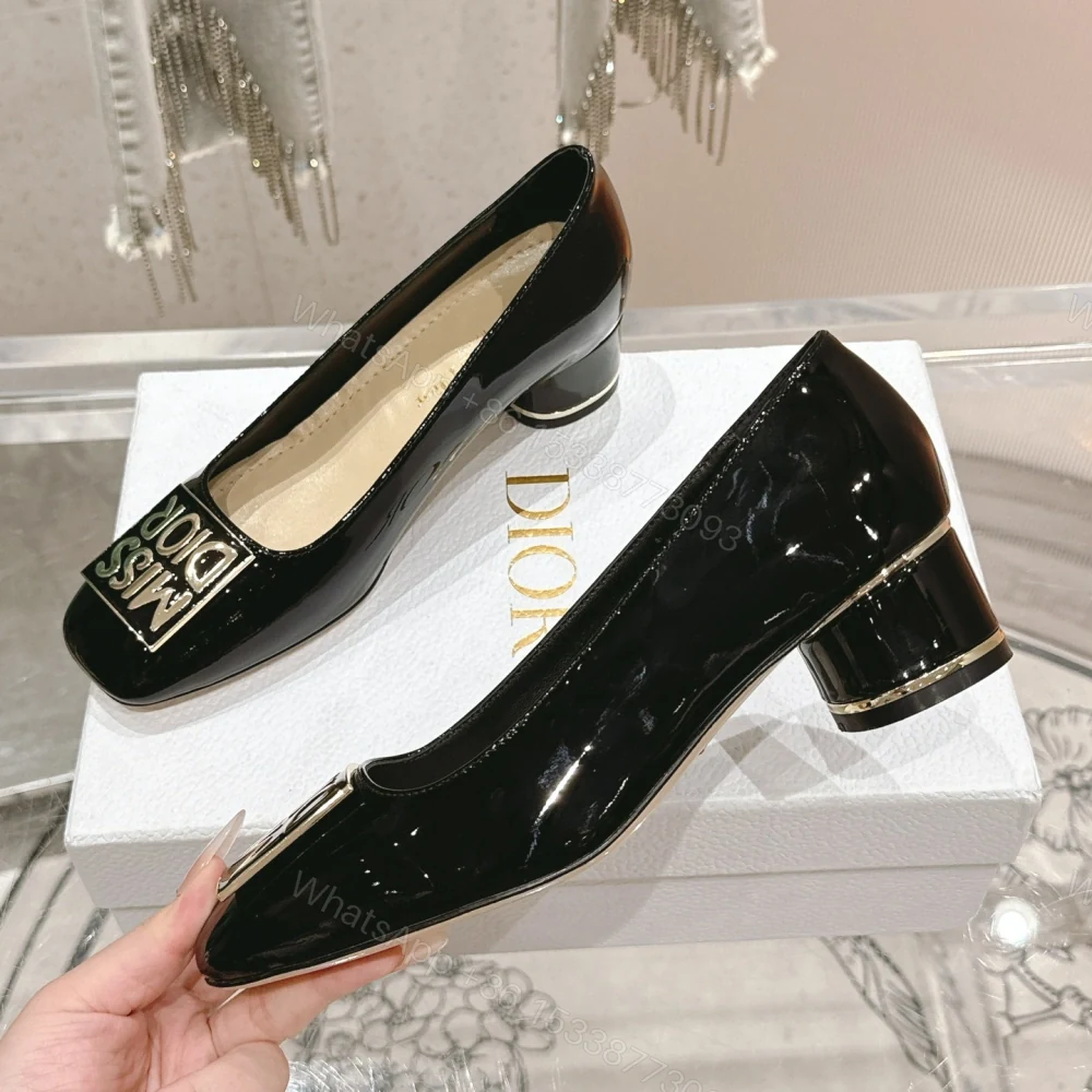 View 2 of 高仿Dior*Miss系列KCB267方頭LOGO金屬扣黑色單鞋免檢版