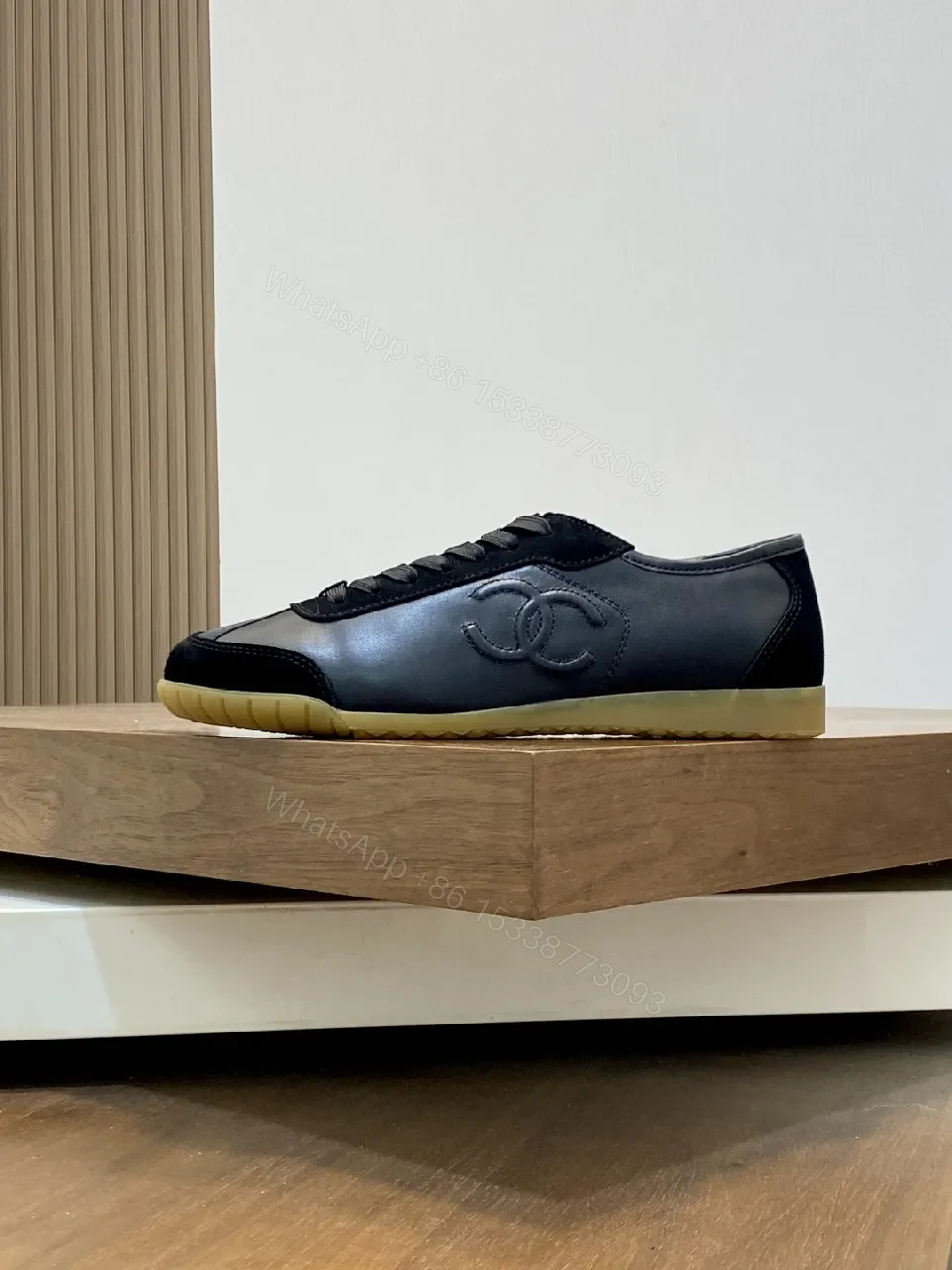 View 6 of Black + Leather + Sneaker + Subtle Designer Accents + Sneakers
