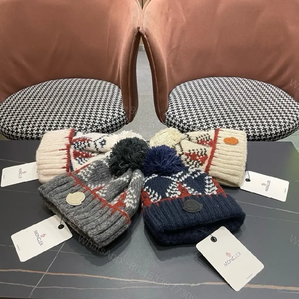 View 3 of Textured Wool Beanie with Pom Pom – Premium Knit Cap