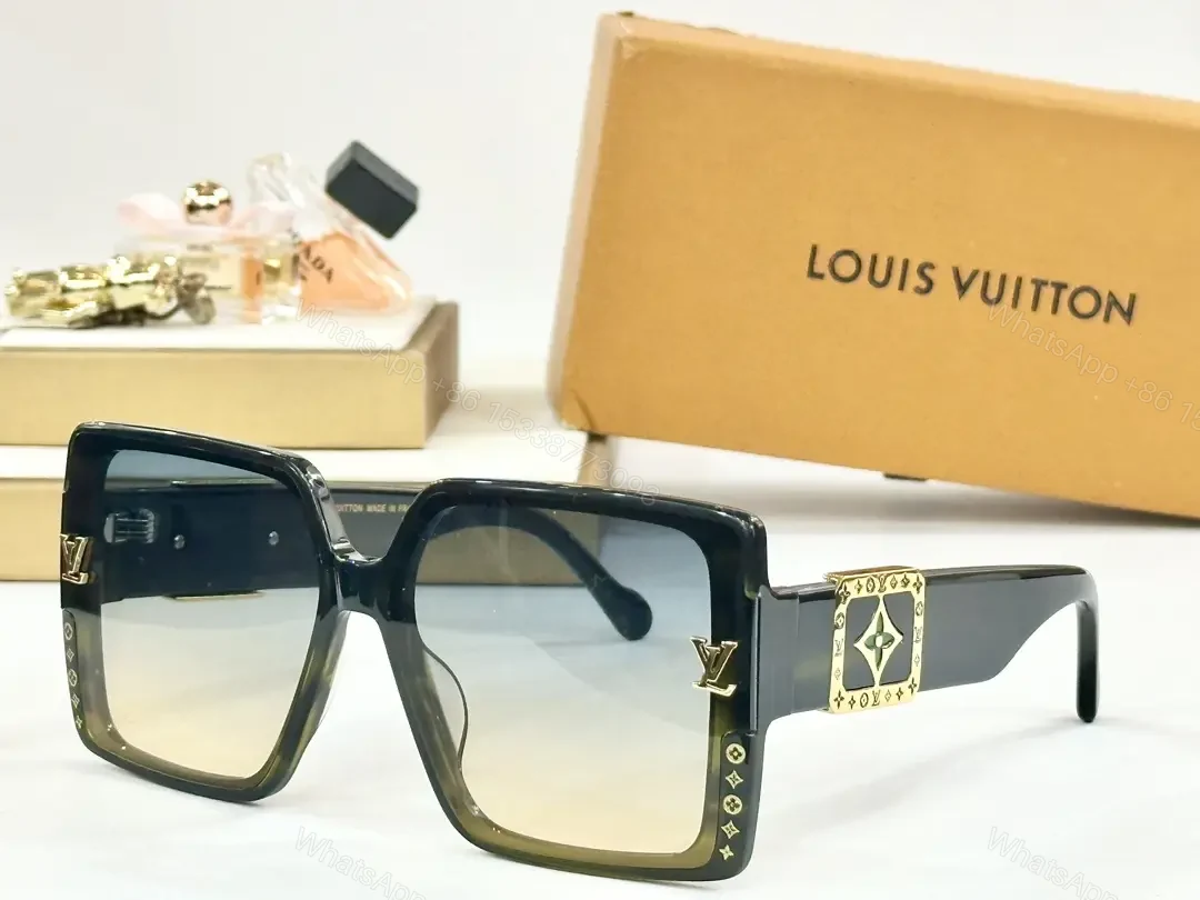 View 8 of Oversized Luxe Frame Sunglasses with LV Accents and Gold Plate