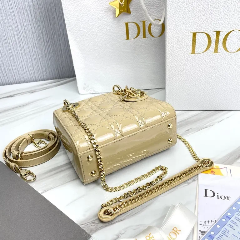 View 2 of Chic Gold-Diamond Quilt Mini Bag - Dior-Inspired Luxury