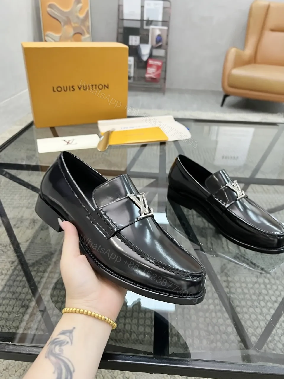 View 8 of Classic Black Leather Loafers with Luxe Hardware
