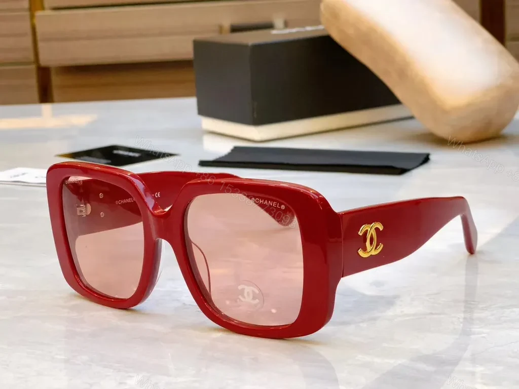 View 7 of Oversized Square Sunglasses - Black Acetate, Gold Logo, UV400 Protection