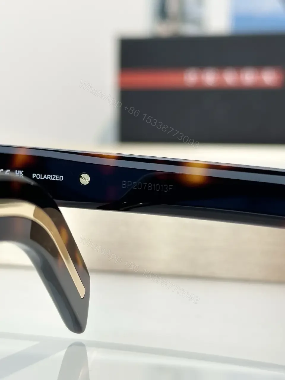 View 5 of Tortoiseshell Rectangle Wrap Sunglasses, Cat-Eye Inspired, PRADA PRZ