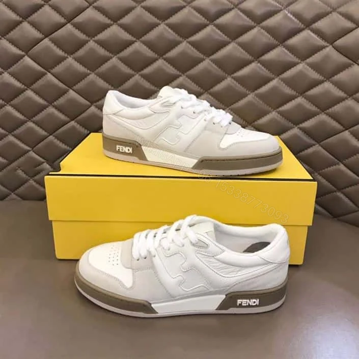 View 7 of Fendi Match Low-Top Sneakers In White Suede – FD31