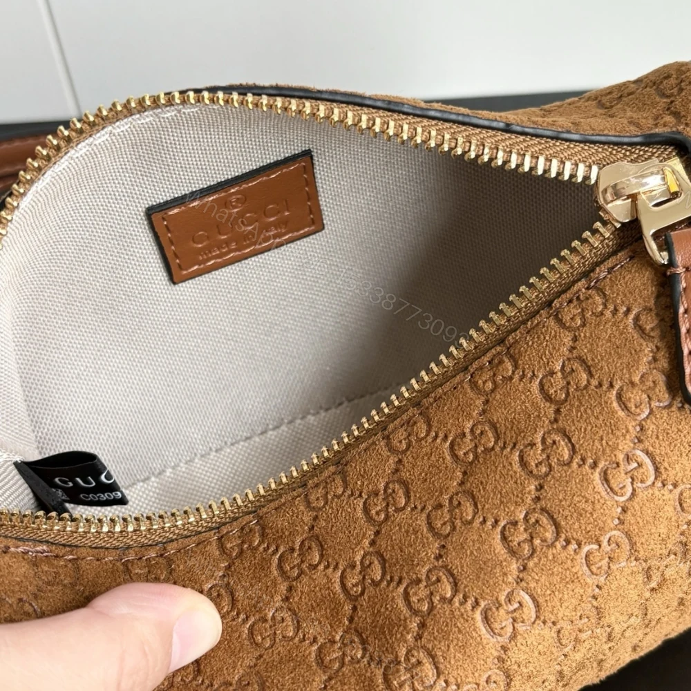 View 8 of Gucci Half Horsebit Mini Bag Brown GG Suede 19Cm