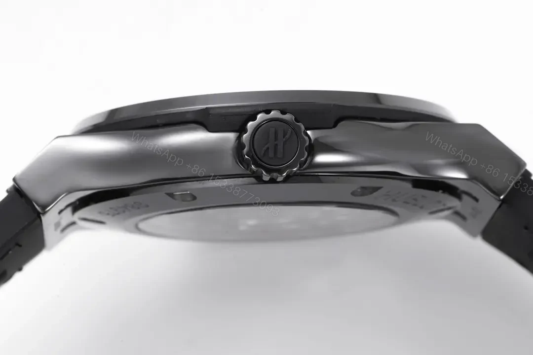 View 6 of Hublot Classic Fusion Black Ceramic Automatic Watch with H-Shaped Titanium Screws and Crocodile Leather Strap