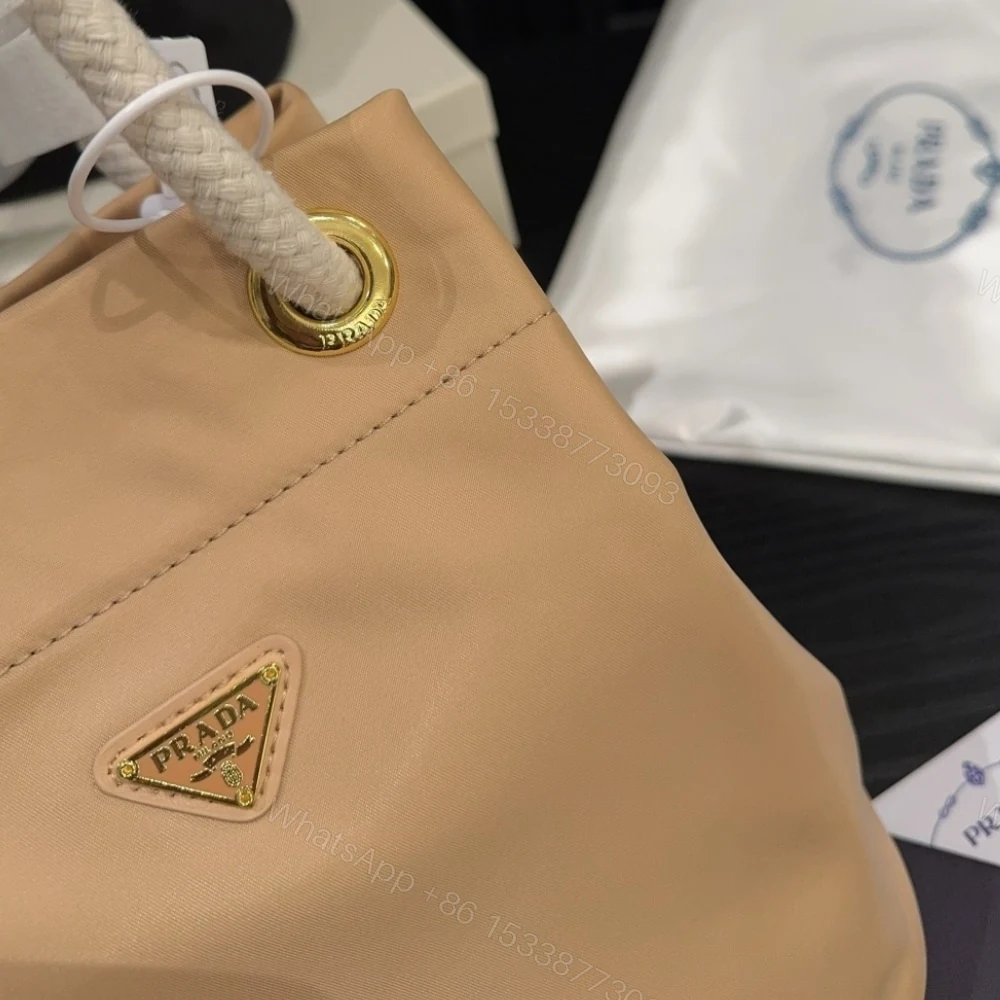 View 6 of Prada Mariner Re Nylon Small Bucket Bag Camel Brown 22Cm 1BE082 2HG8 F0040 V OOO