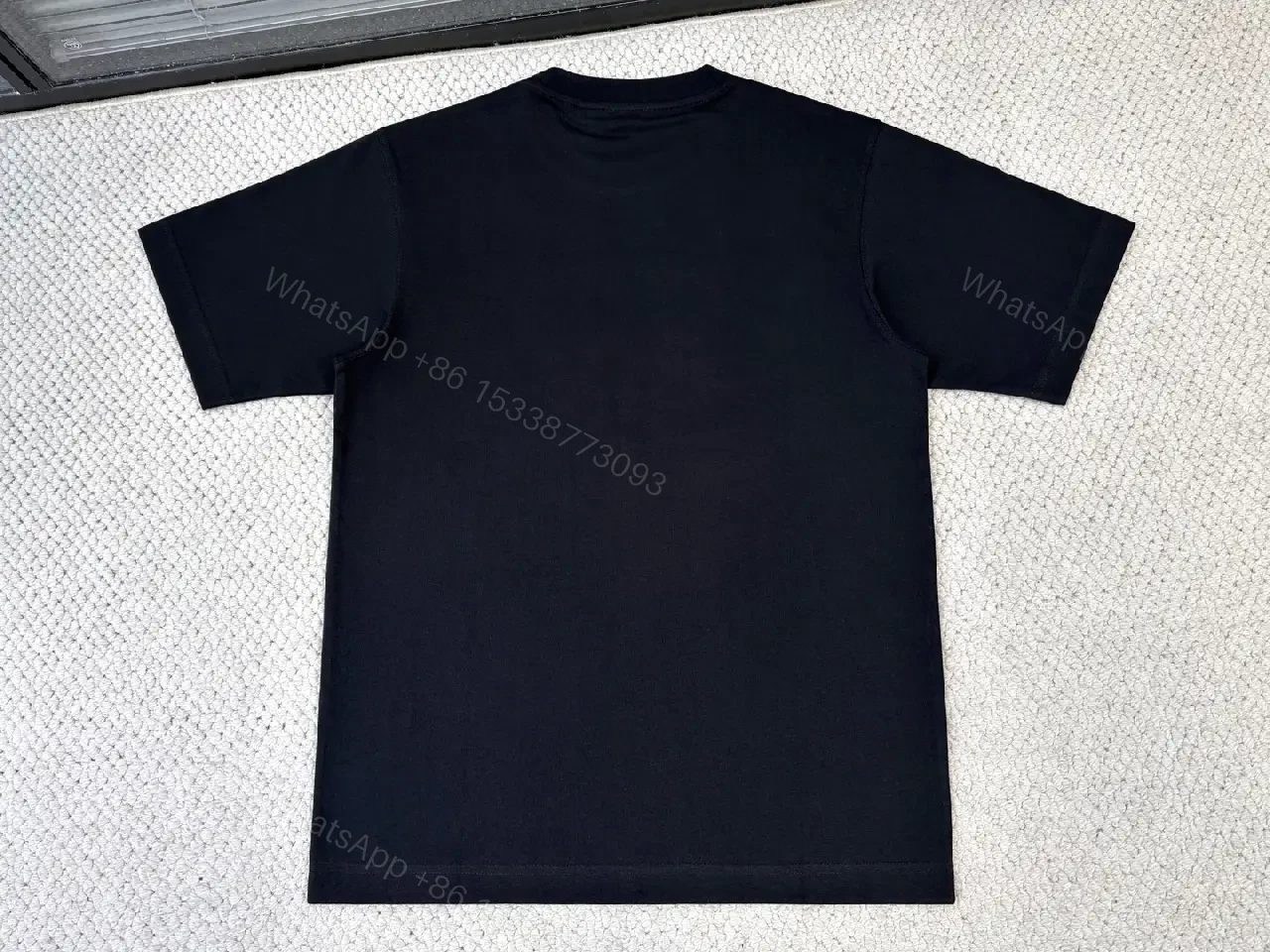 View 3 of Black Cotton Tee Oval Burberry Graphic Tee, Embroidered Look Badge