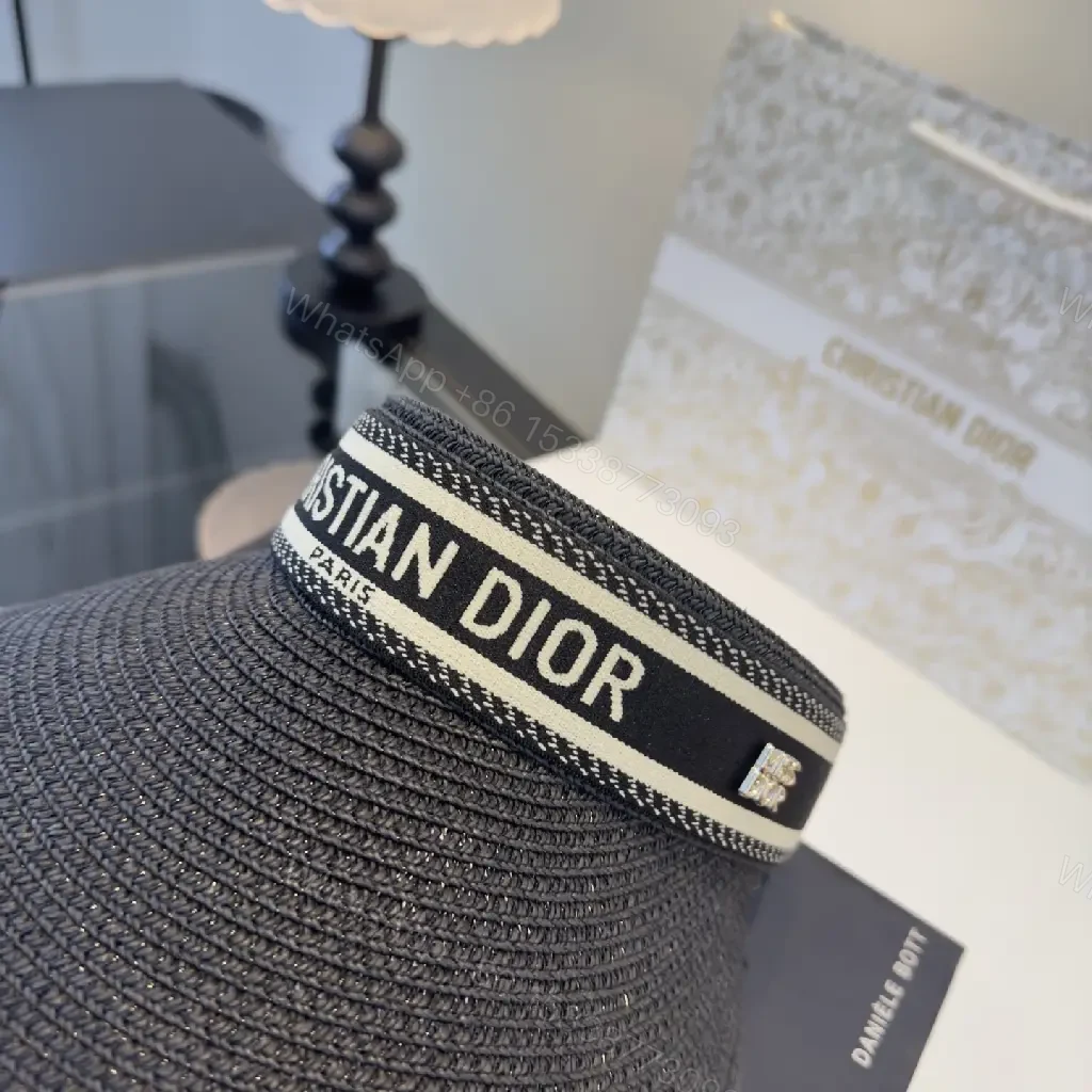 View 6 of Dark Navy Woven Straw Visor – Sporty-Casual Designer Sun Visor