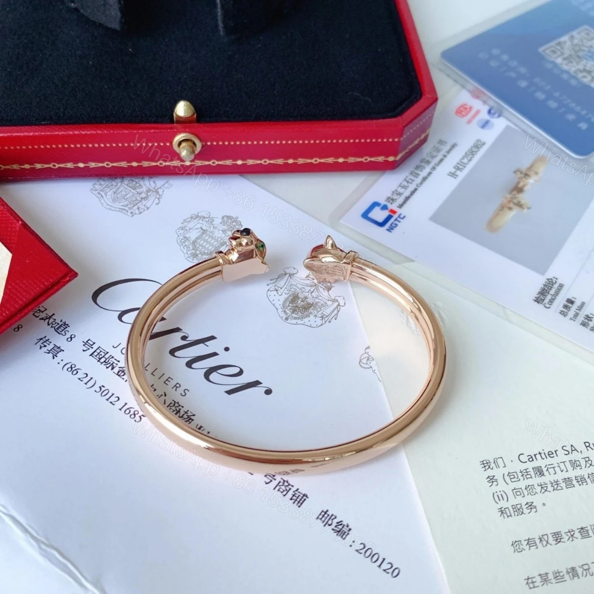 View 4 of 18K Rose Gold Panthere De Cartier Cuff Bracelet Vintage