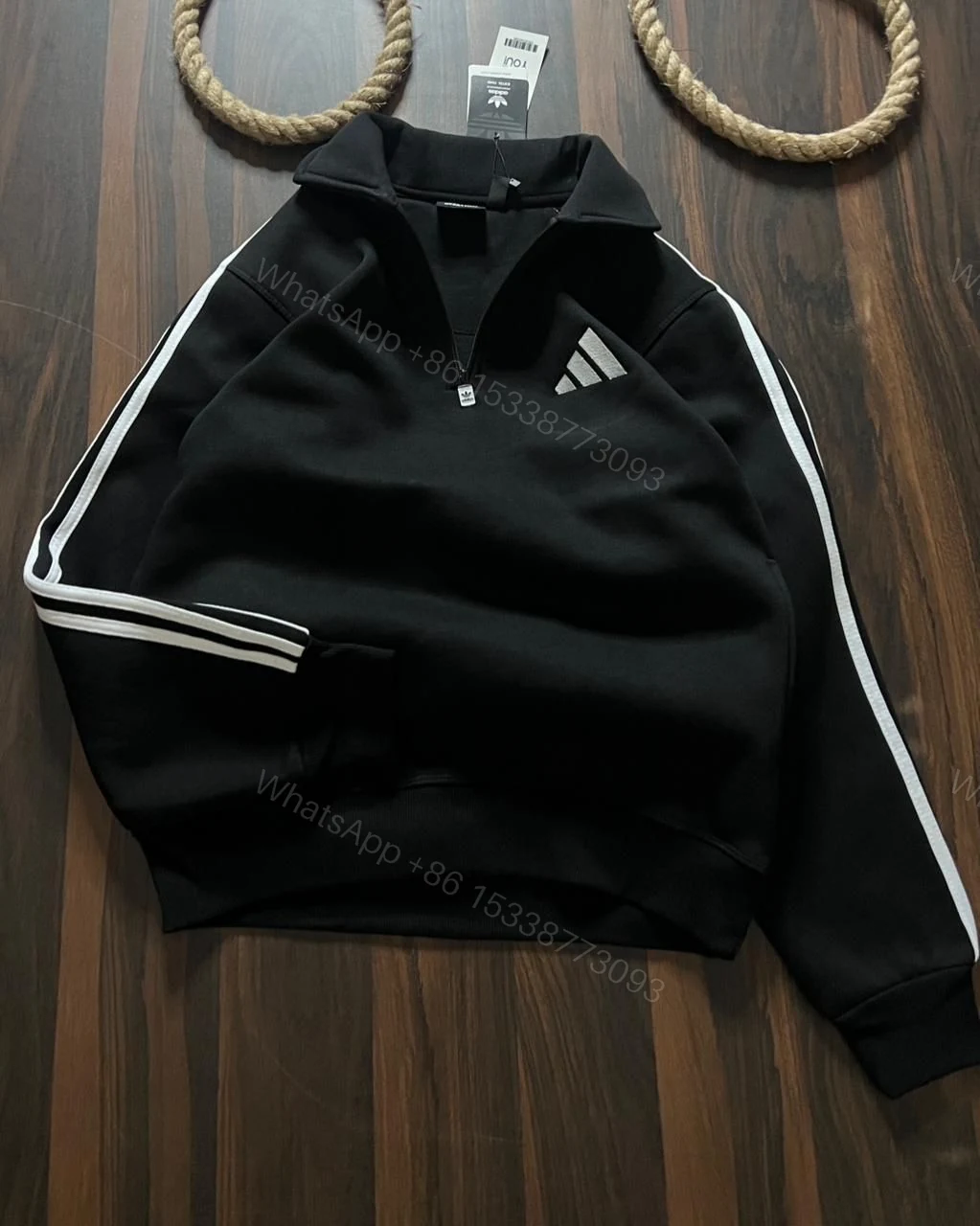 View 2 of FIRST COPY ADIDAS 3-Thread cotton fleece Half zip upper