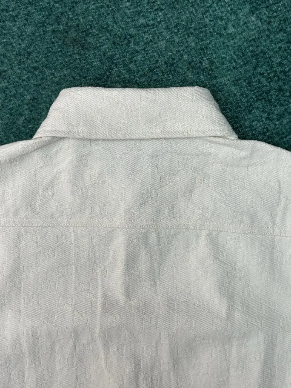 View 6 of Textured Button-Forward Shirt in Off-White with Subtle Patterning