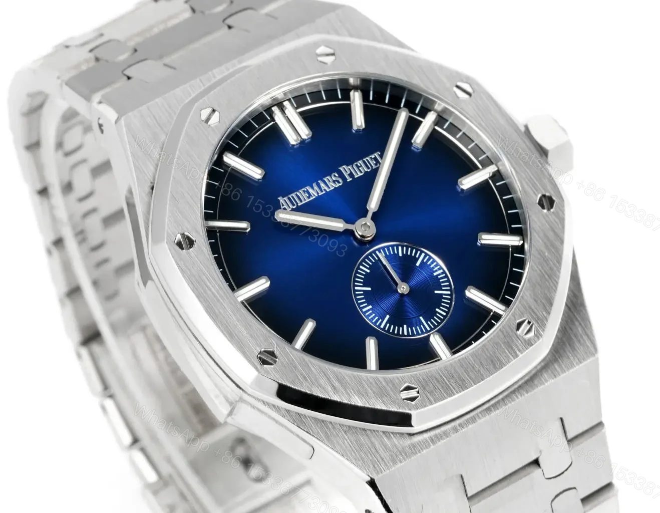 View 3 of JH Factory Based on the provided Chinese product description and the image, here is a suitable product title for an e-commerce platform in English: **Audemars Piguet Royal Oak 26591IP Series Men’s Watch – Blue Dial, Stainless Steel Bracelet, 42mm Case