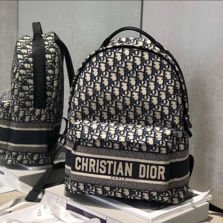First Copy Dior Oblique Blue Backpack — view 1