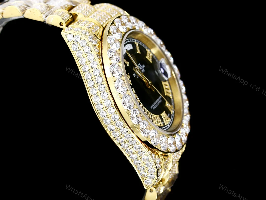 View 7 of Rolex Day-Date Gold Black Iced Replica 42MM RG-ROLEX-DD-GOLD-BLK-ICED-42