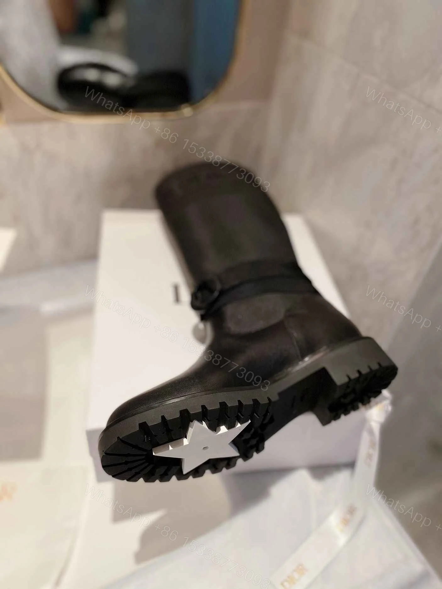 View 7 of DIOR D MAJOR BOOT FABRIC AND CALFSKIN IN BLACK AND BLACK