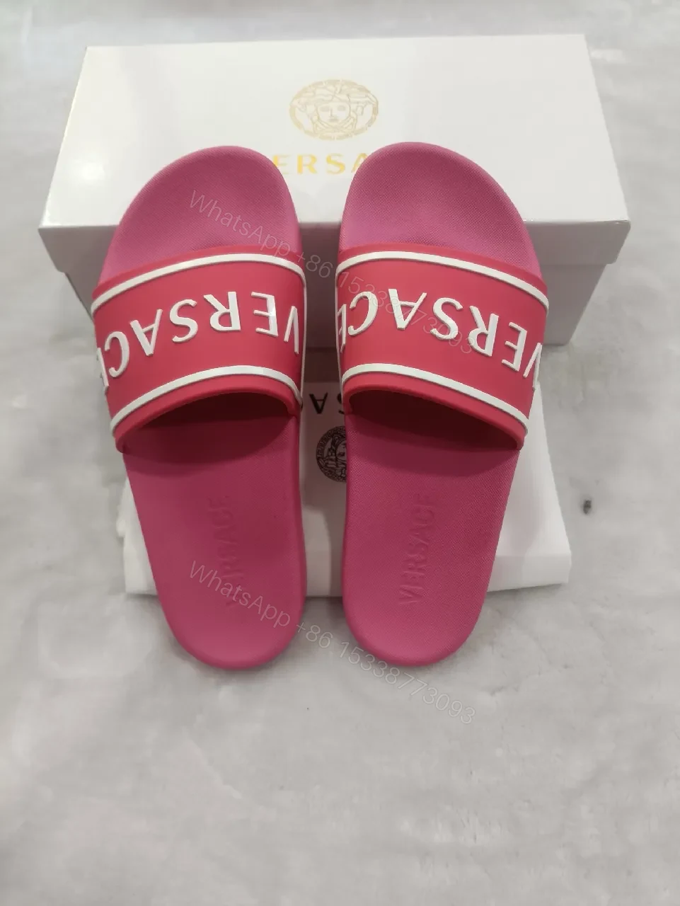 View 5 of Pink Synthetic Slide, Cushioned Strap, Flat Footer