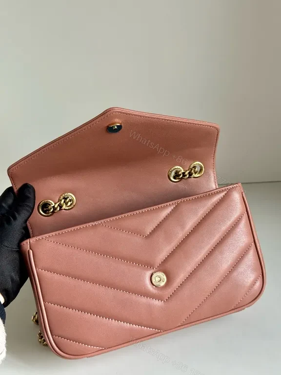 View 8 of Chic Velvet Rose Bag with Gold Chain â€“ YSL-Inspired Style