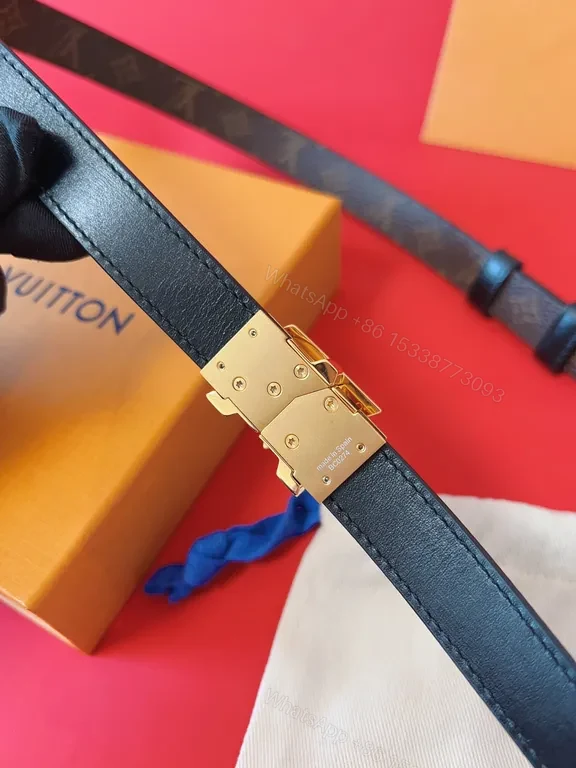 View 6 of Refined Signature Belt â€“ Dark-Brown Canvas, Gold LV Buckle