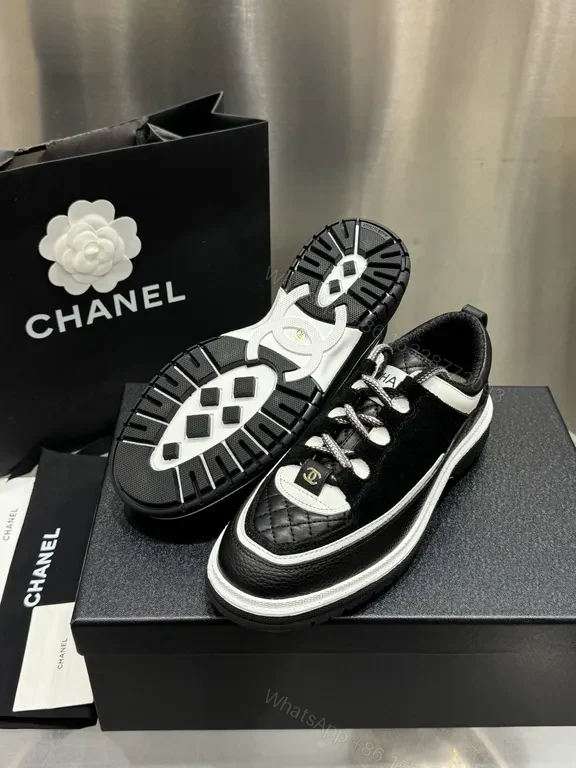 View 3 of Chic Black-White Quilted Leather High-Tops Sneakers