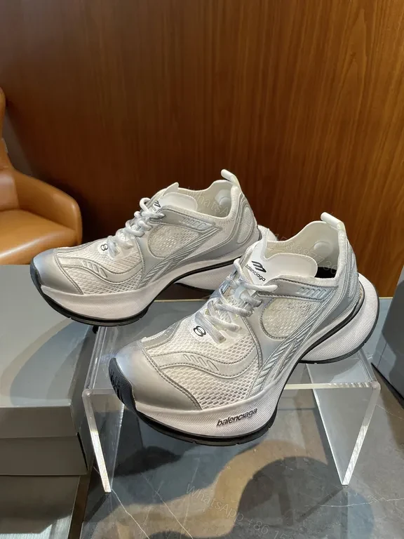 View 5 of White Silver Mesh Sneaker - Bold Curved Sole, Imitation Balenciaga Style