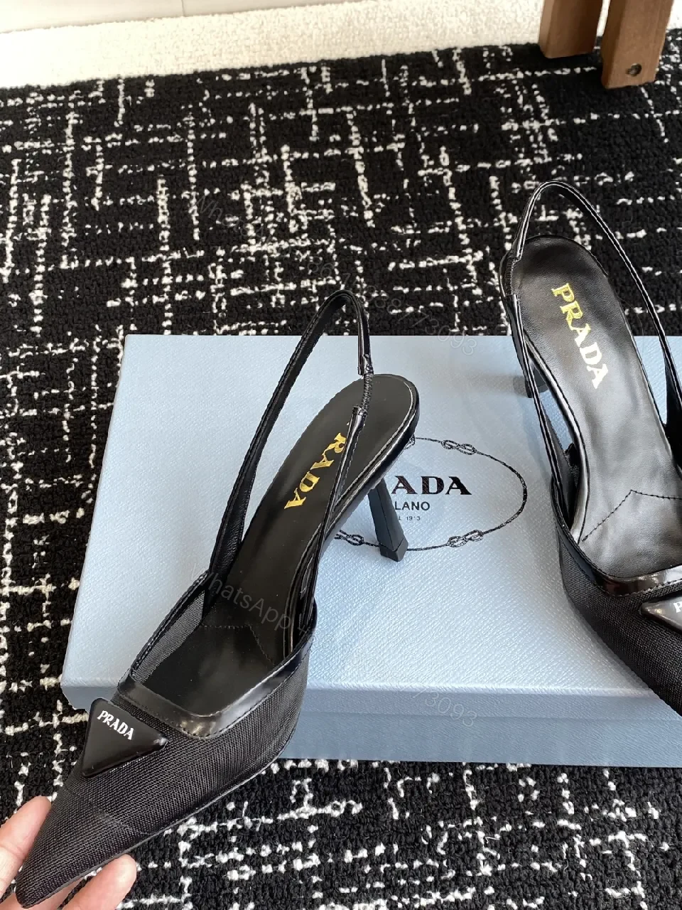 View 5 of Chic Noir Slingback Pumps: Pointed Toe, Black Fabric