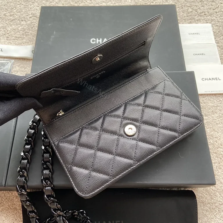 View 8 of Chic Calfskin Quilted Bag with Logo Hardware, Compact Luxury