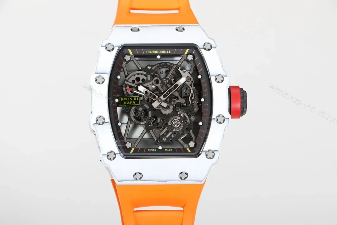 View 3 of Richard Mille RM35-01 NTPT Carbon Fiber RMUL3 White Case Orange Strap Watch RM35-01-WCASE-ORSTR