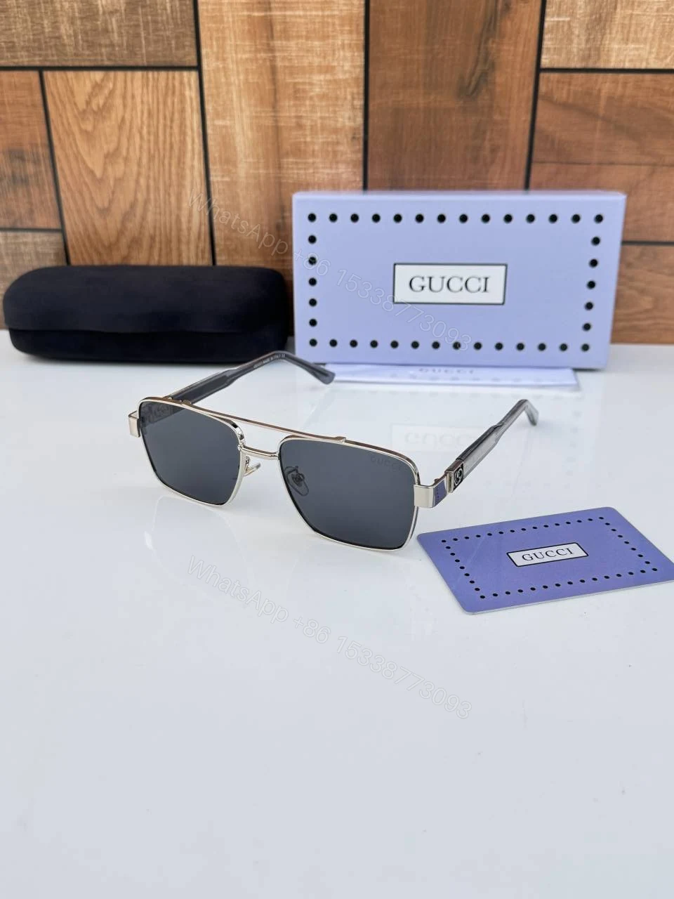 First Copy Gucci 320 Silver Black Luxury Designer Sunglasses Premium UV Protection Eyewear — view 1