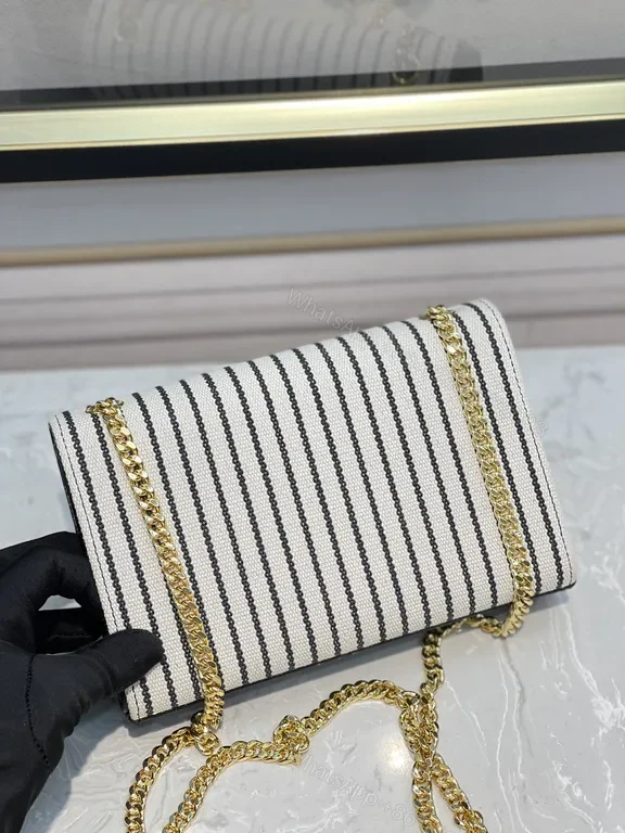 View 5 of White & Black Stripe Mini Crossbody â€” Luxe YSL-Inspired Crossbody Bag