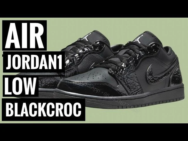 View 7 of Air Jordan 1 Retro Low Black Croc First Copy Shoes — Men's | COD India