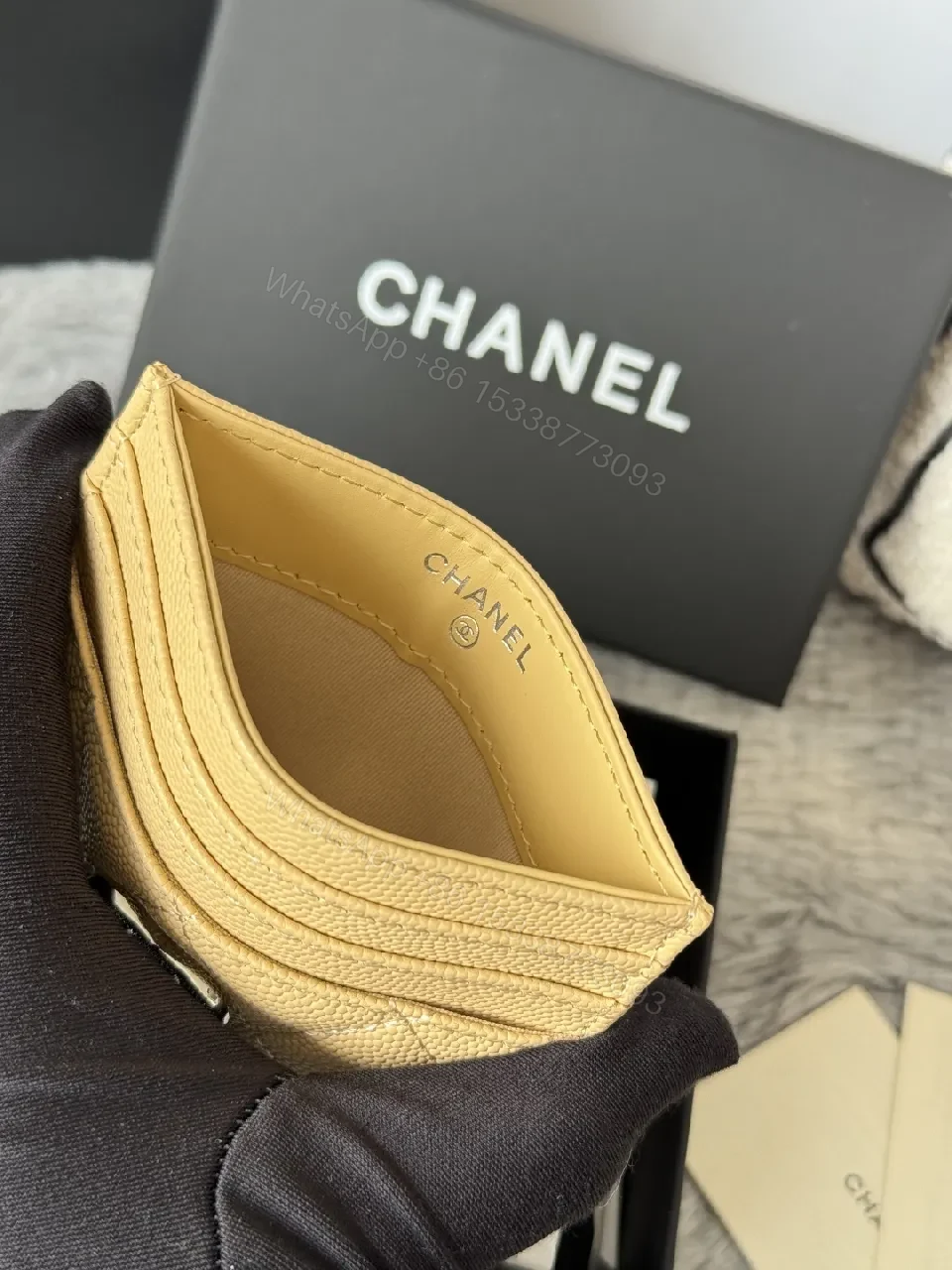 View 6 of Warm Yellow Quilted Wallet with Gold Accent – Compact Luxury