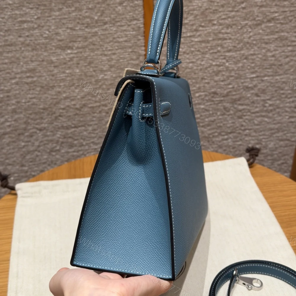 View 4 of 高仿Hermes*Kelly25系列H043110EP7C牛仔藍銀扣牛皮純手工